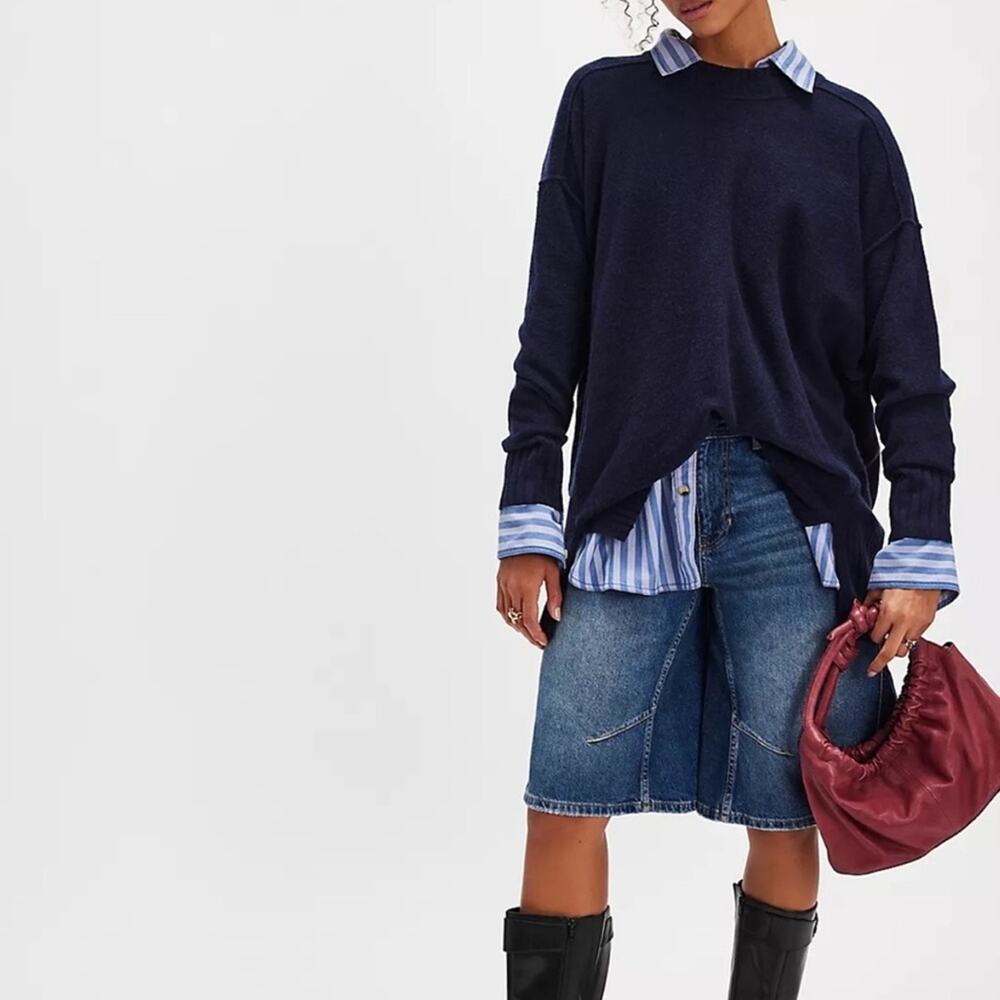 NEW Free People Phoebe Sweater in Navy Size XS